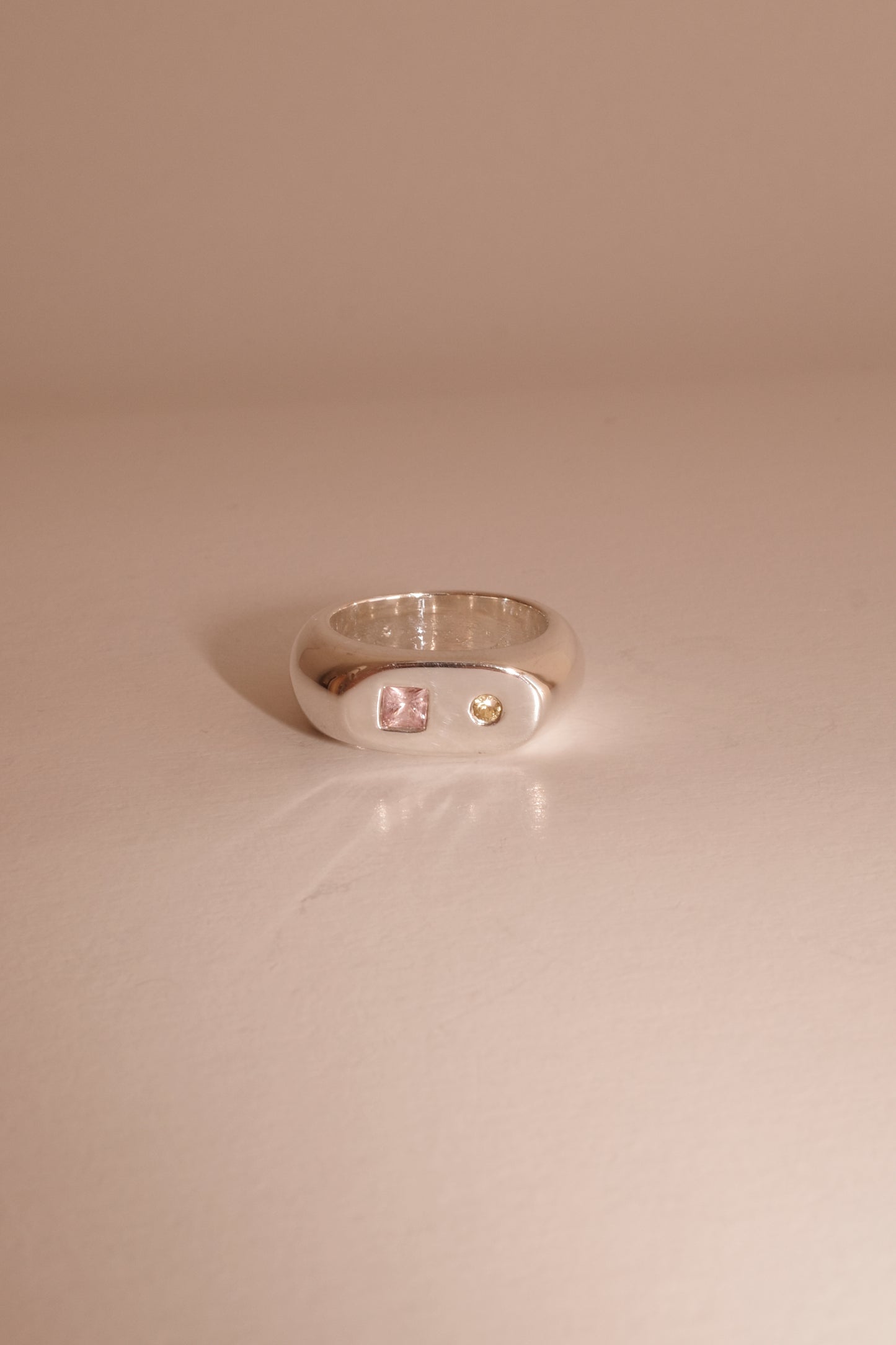 sterling silver signet ring with sapphires