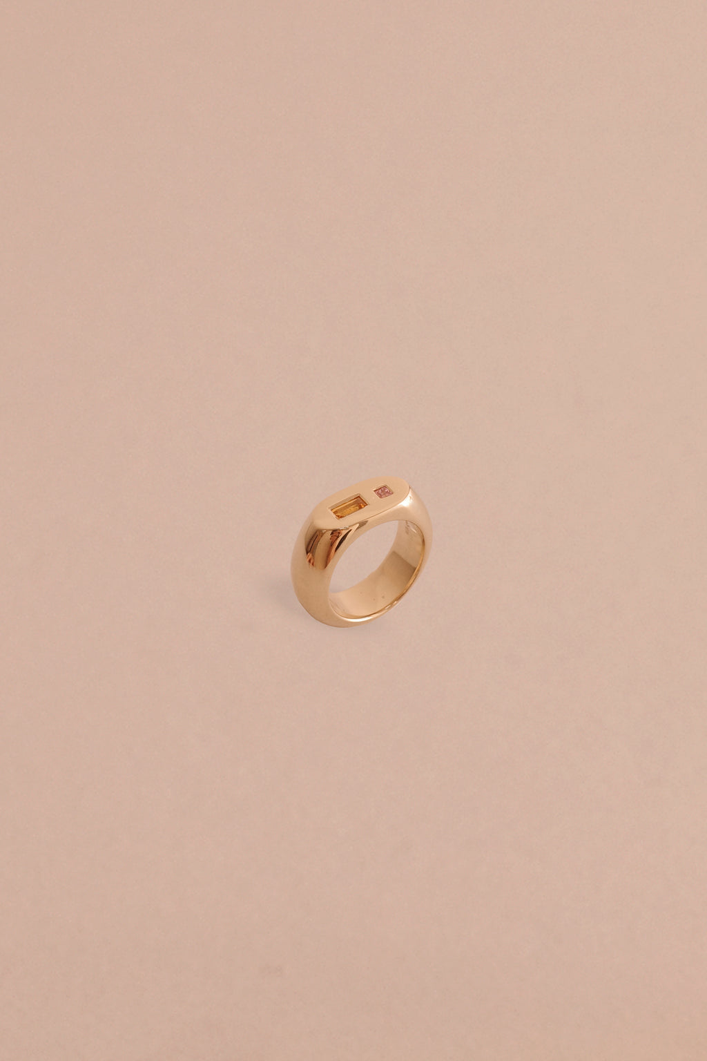 solid gold signet ring with sapphires 14k yellow gold