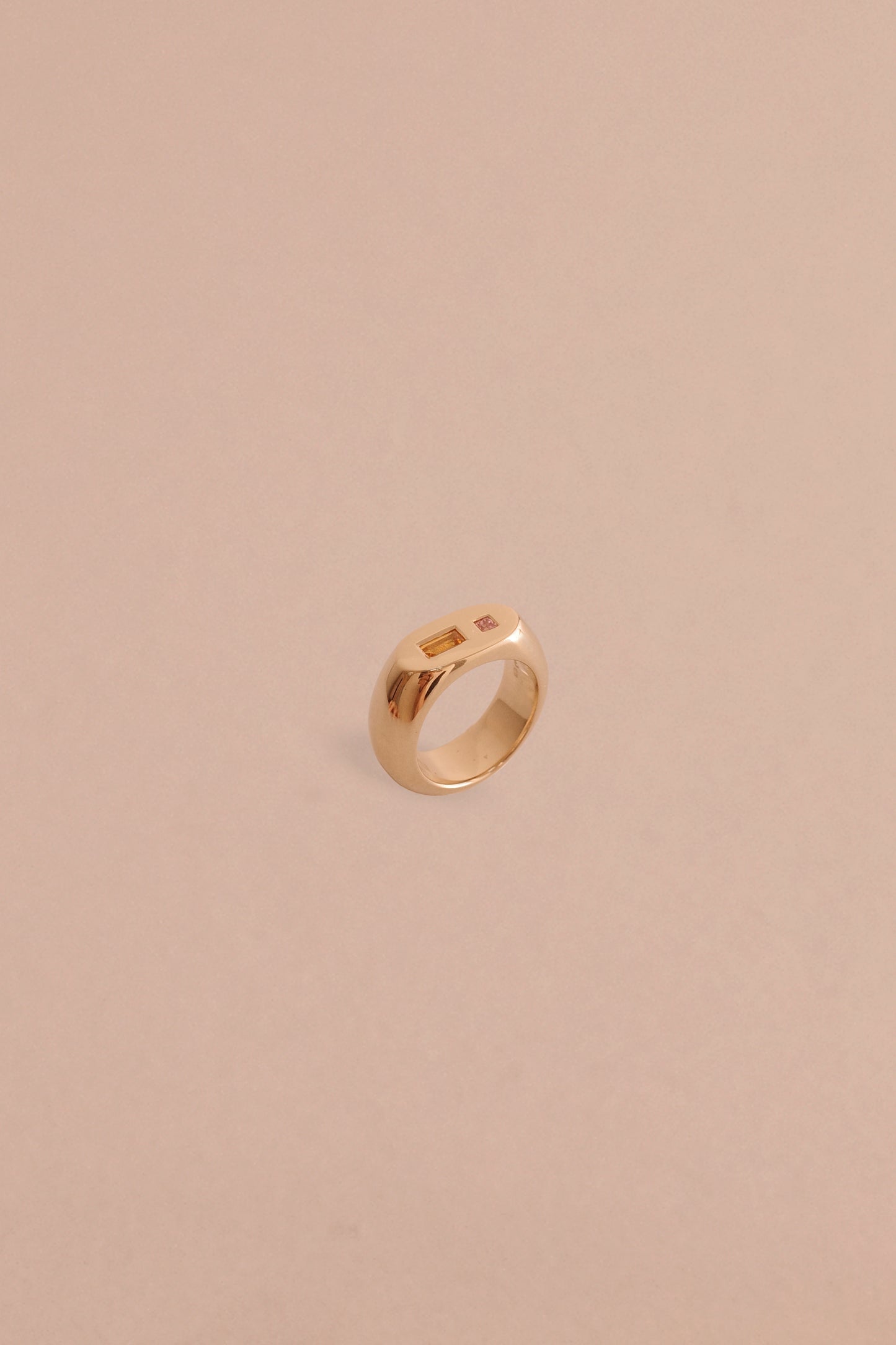 solid gold signet ring with sapphires 14k yellow gold