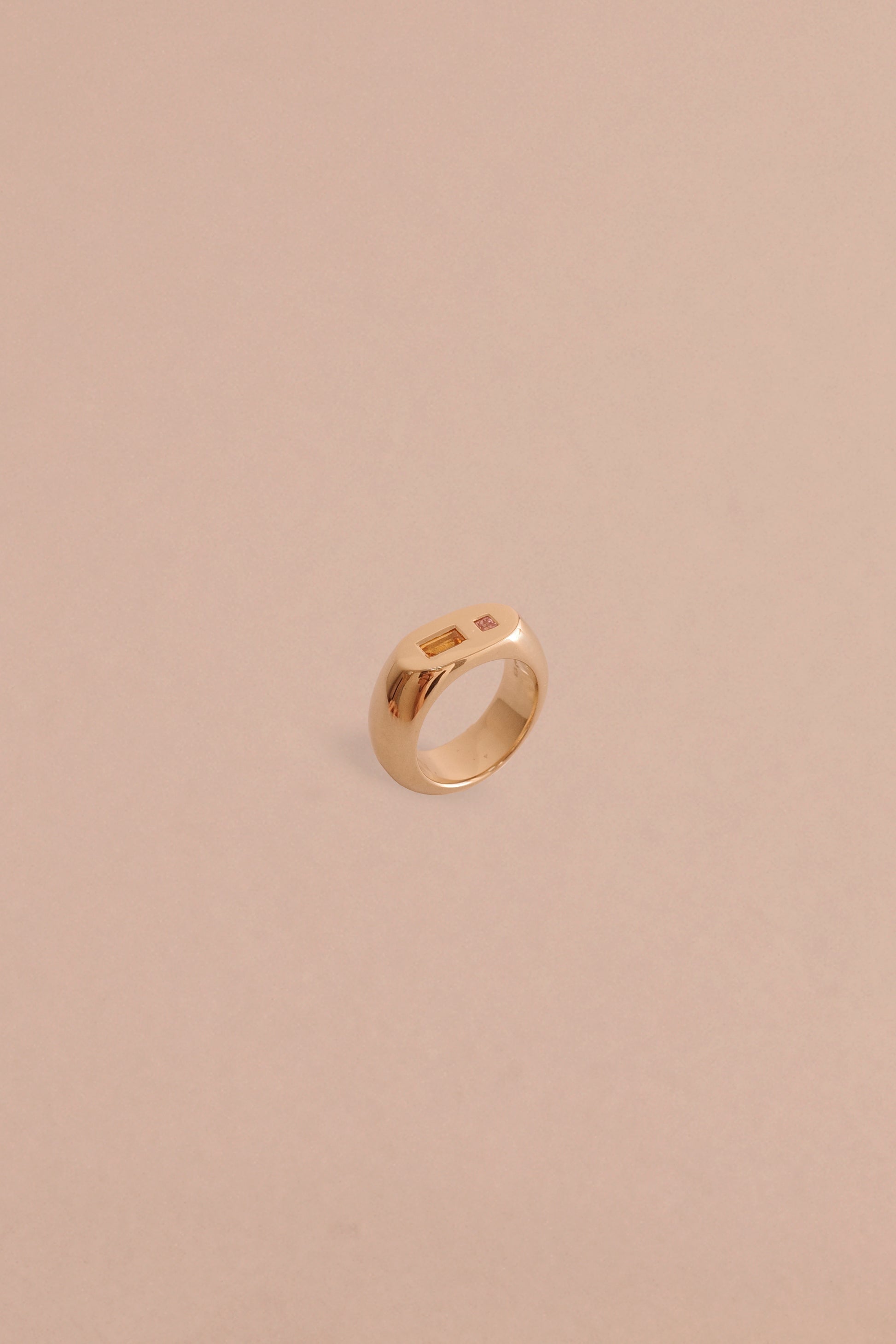 solid gold signet ring with sapphires 14k yellow gold