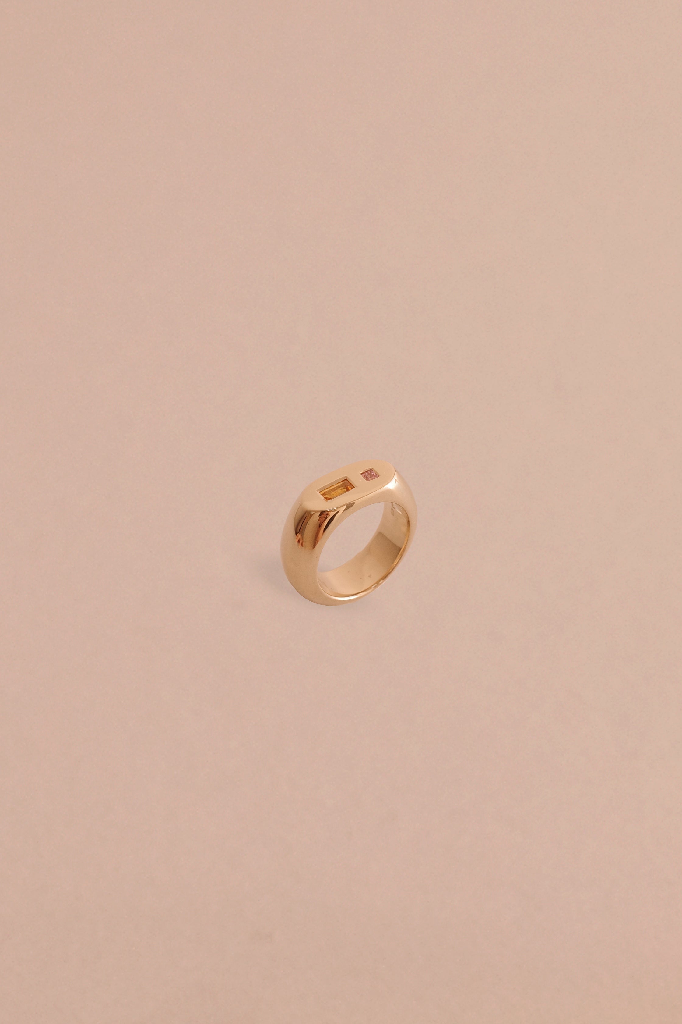solid gold signet ring with sapphires 14k yellow gold