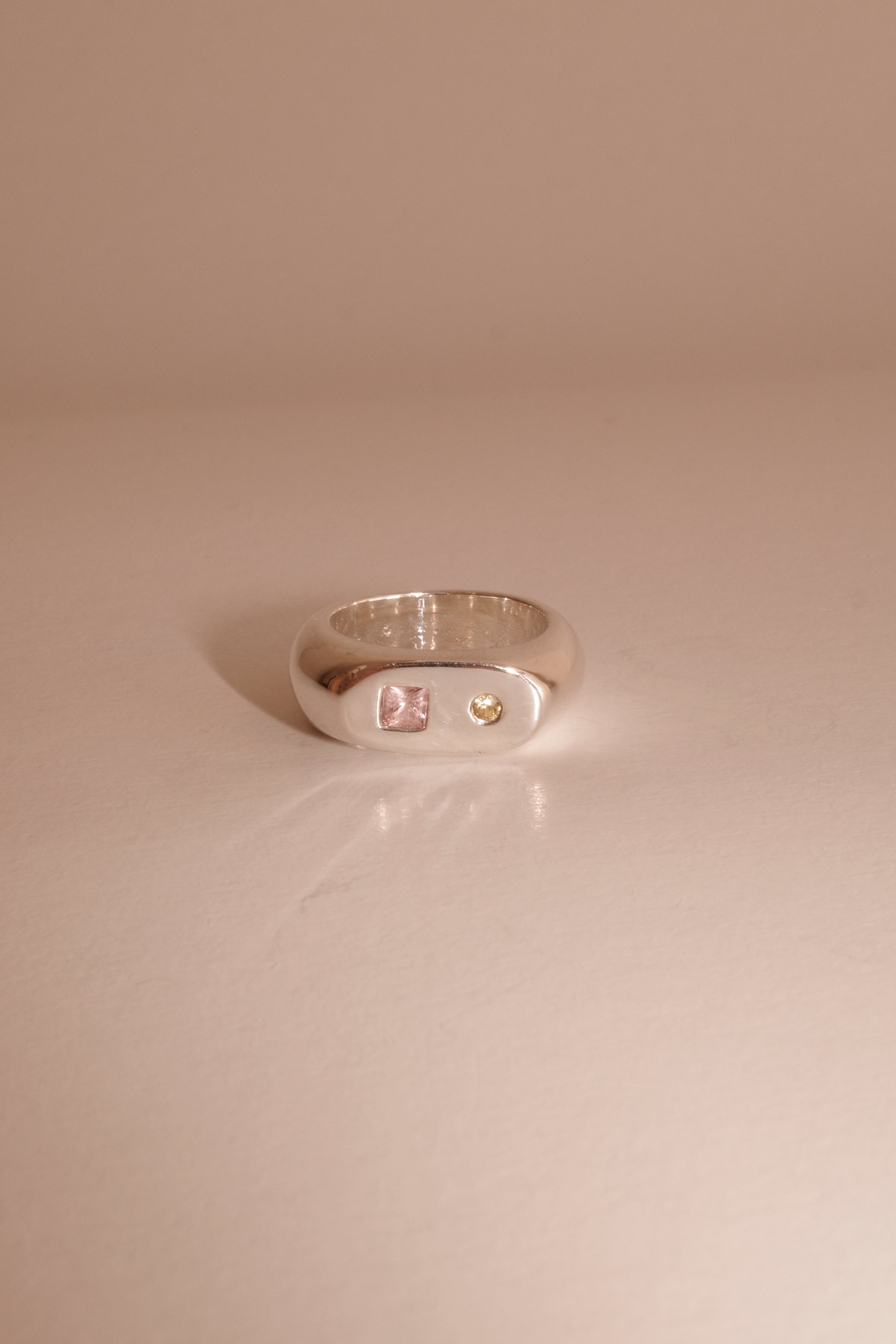 sterling silver signet ring with sapphires 